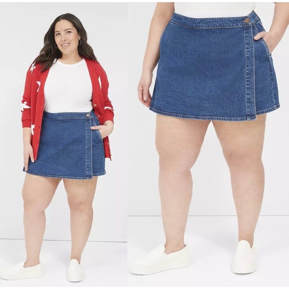 Lane Bryant Denim Skort Size 20 Mid Rise Signature Fit